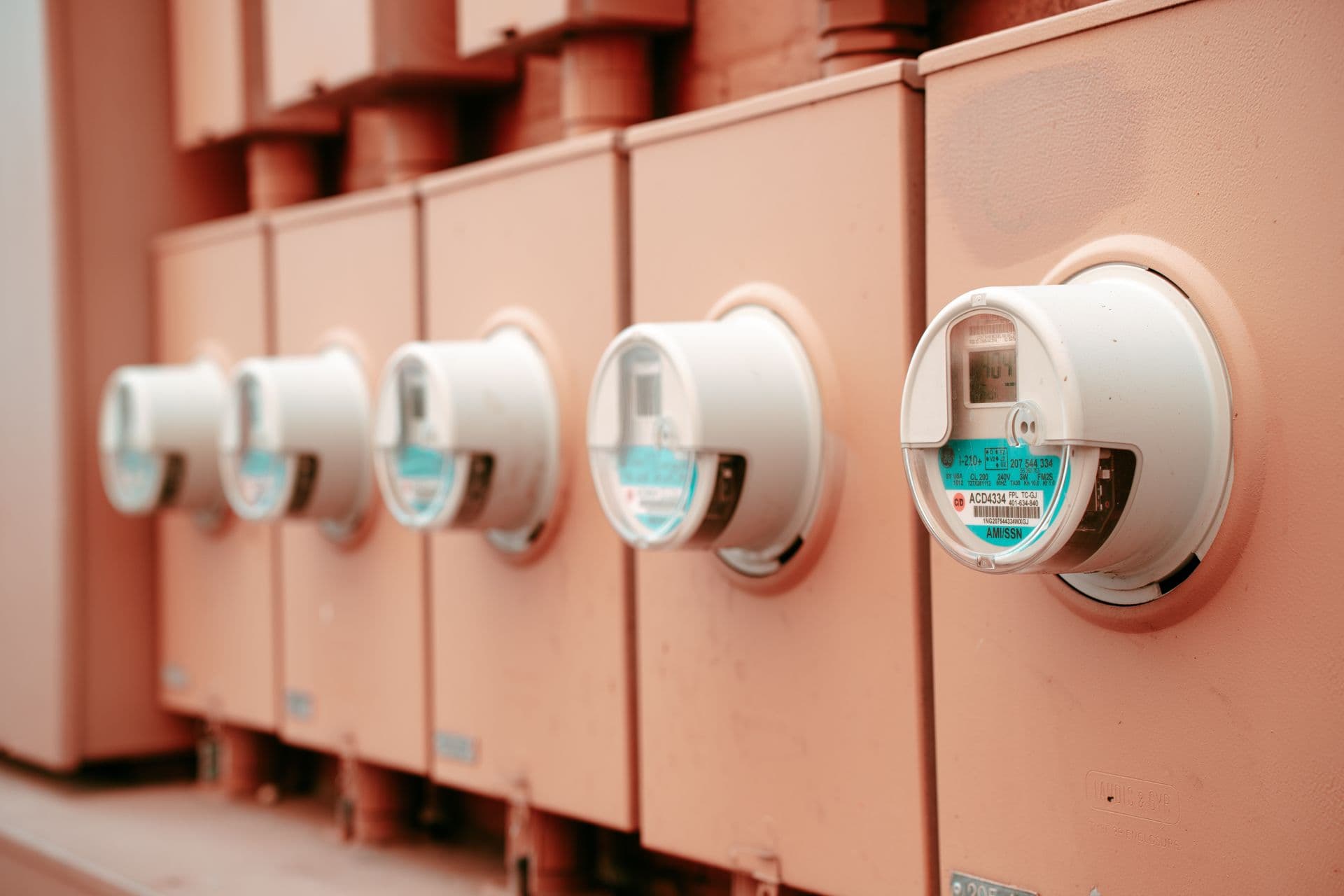 Row of installed smart electricity meters
