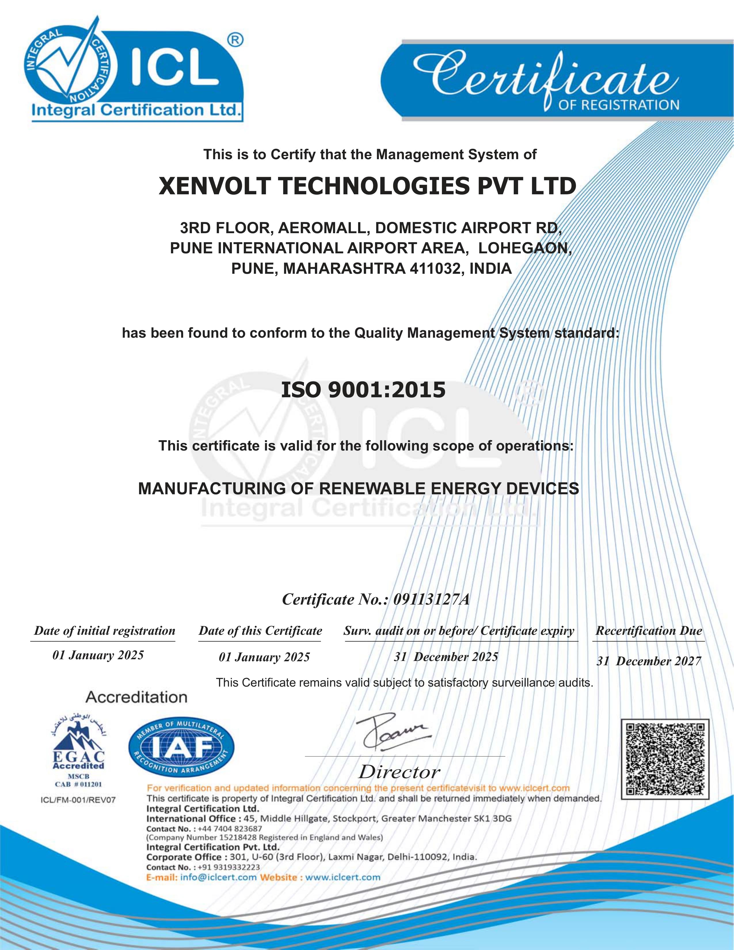 ISO 9001:2015 (Hardware) certificate