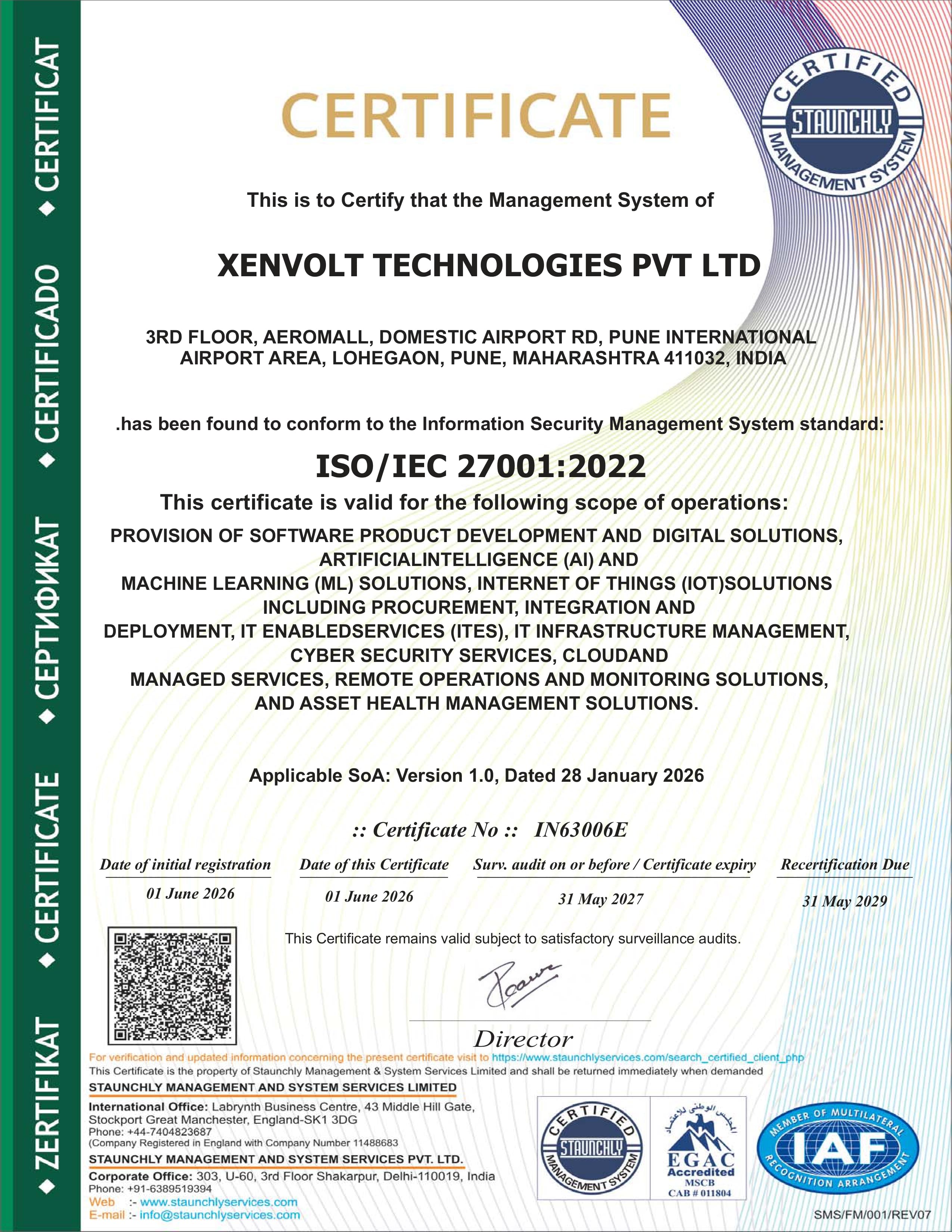 ISO/IEC 27001:2022 certificate
