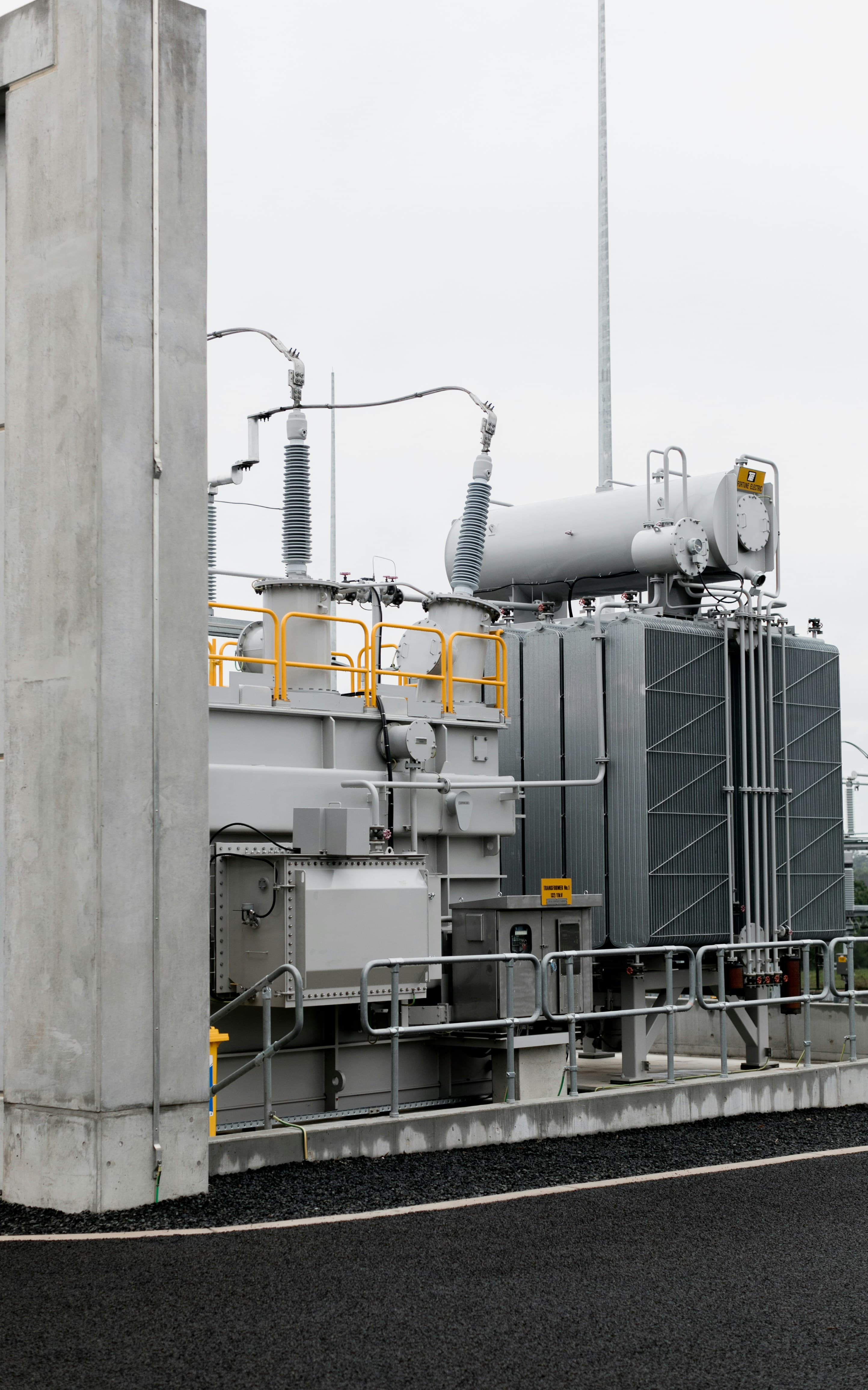 Power transformer at a transmission substation